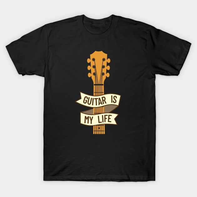 Guitar is My Life Acoustic Guitar Headstock T-Shirt by nightsworthy